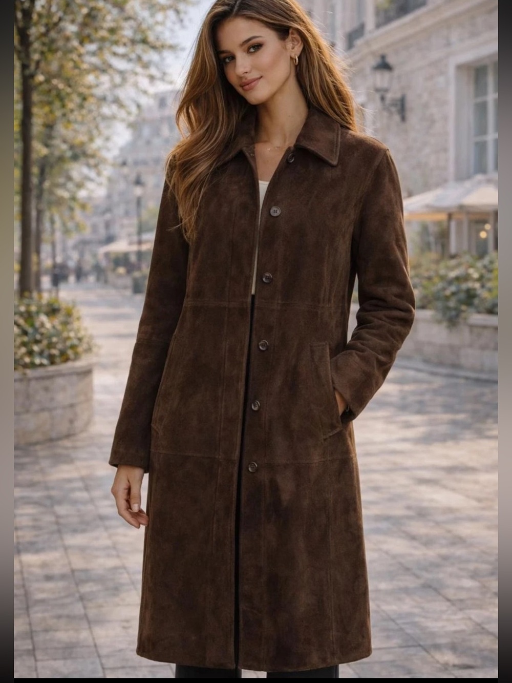 MARC NEW YORK Andrew Marc Chocolate Brown Genuine Suede Trench coat size XL